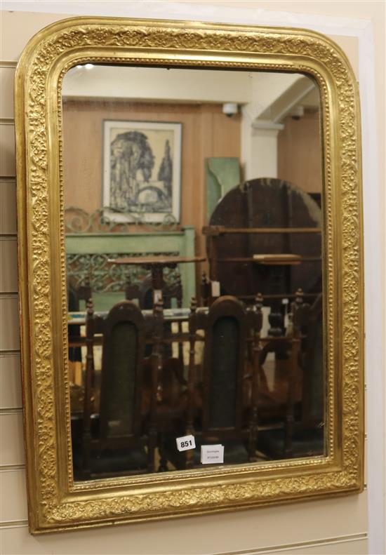 A gilt framed mirror with arched plate W.66cm